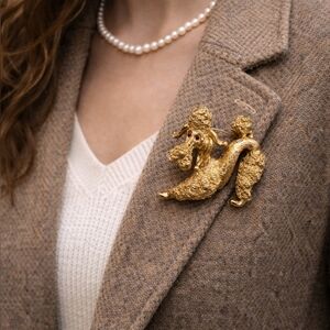 Vintage Monet Gold-Toned Poodle Brooch